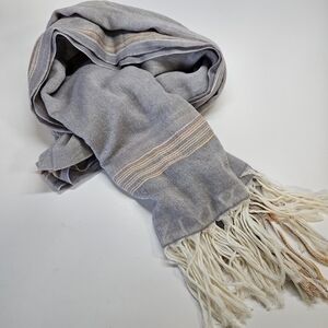 Anthropologie Ahujasons Cotton Pastel Fringe Shawl Wrap Scarf Made in India